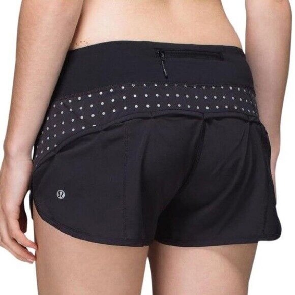 lululemon athletica Pants - Lululemon Speed Up Short Black Polka Dot Reflective Running Shorts Womens Size 4